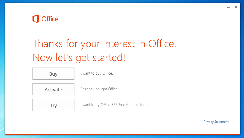 Office 2013 OEM install options